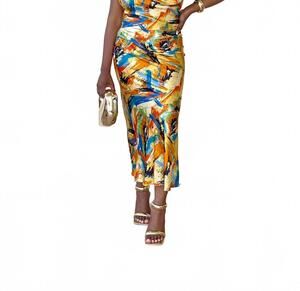 NEW LUXXEL delicious abstract print dress in multicolor